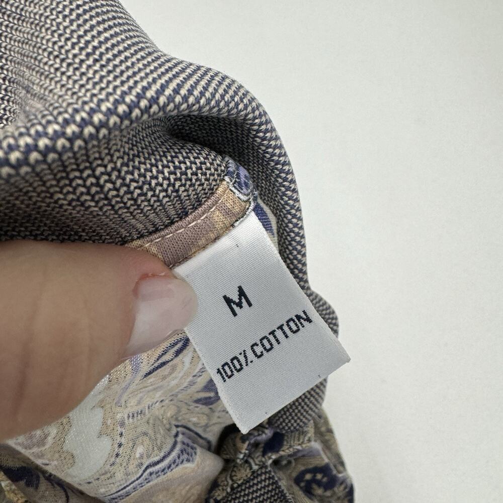 Vintage Como Sport Womens Top Medium‎ Purple Abstract Paisley Polo Made in Italy - Picture 9 of 10